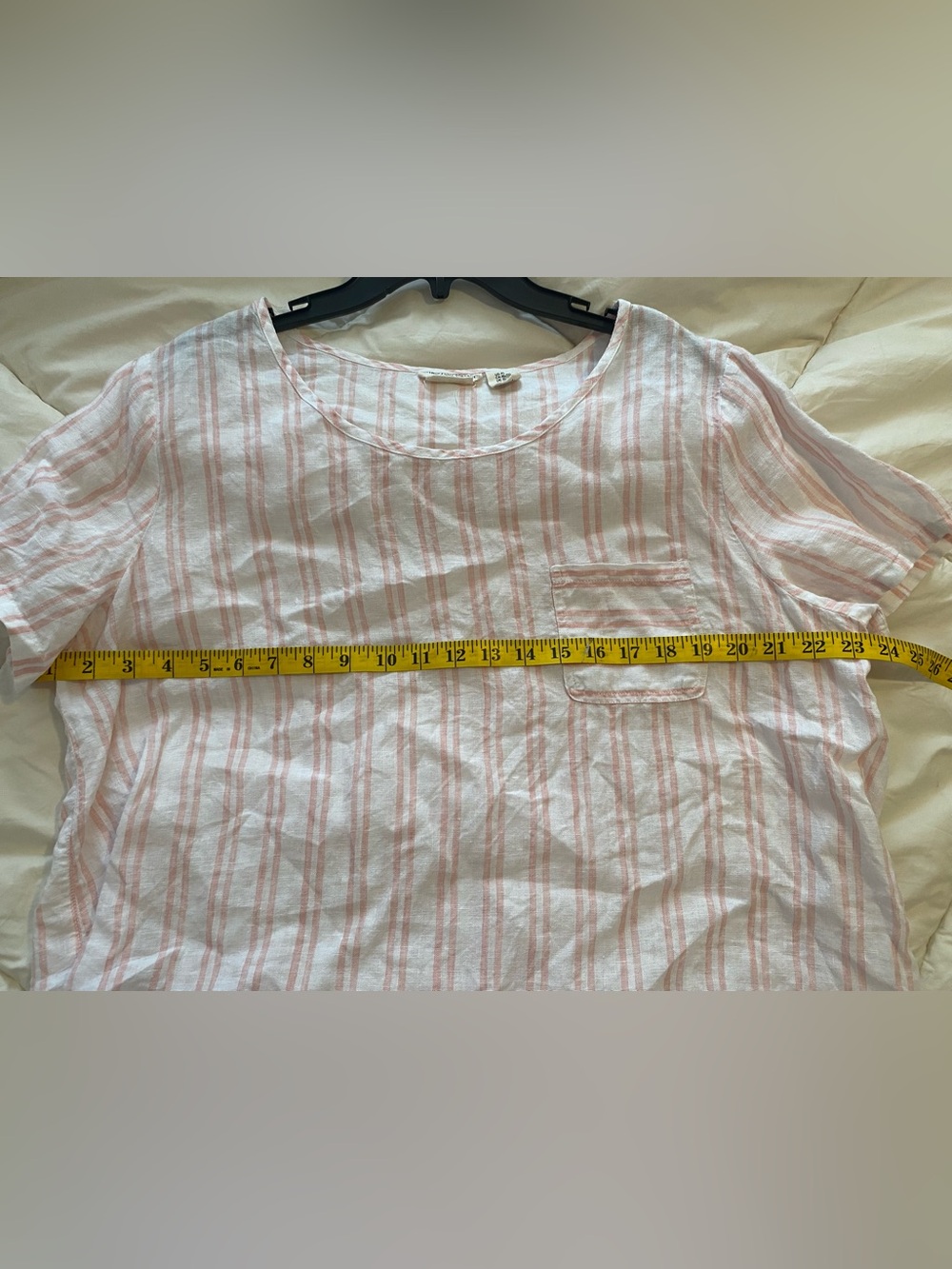 Christian Soriano Light Pink Striped Linen Blend Short Sleeve Top - Picture 6 of 6